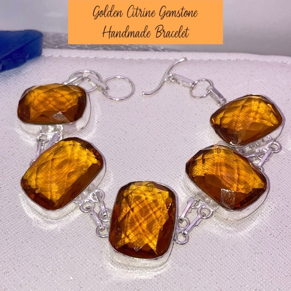 Golden Citrine Gemstone Handmade Bracelet - Picture 1 of 9